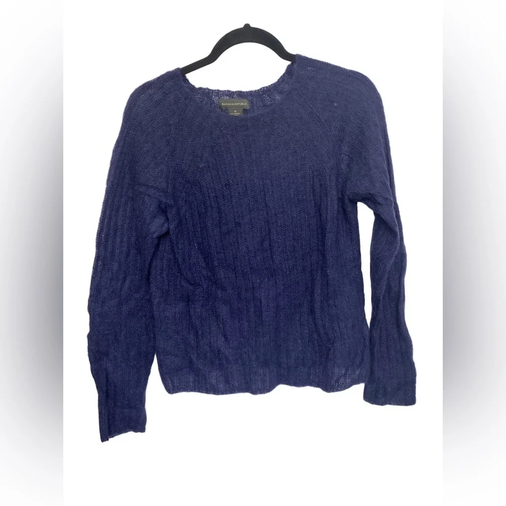 Banana Republic Mohair Blend Ribbed Sweater - Navy Blue